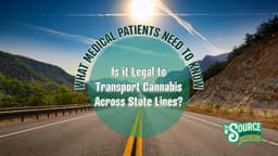 Interstate-Cannabis-Transport-Legal-Risks-Arkansas Highway view with mountains showing text overlay about legality of transporting cannabis across state lines for medical patients